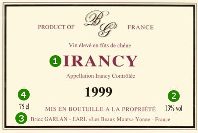 Exemple d'etiquette de vin