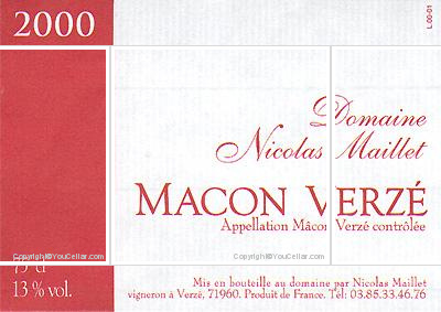 Domaine Nicolas Maillet - Mâcon Verzé