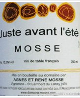 Domaine Mosse - Juste Avant l'été